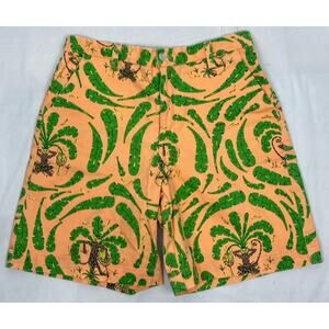 Govango Bermuda Shorts Women’s Size 10 Monkeys Palm Trees Tropical Summer Orange